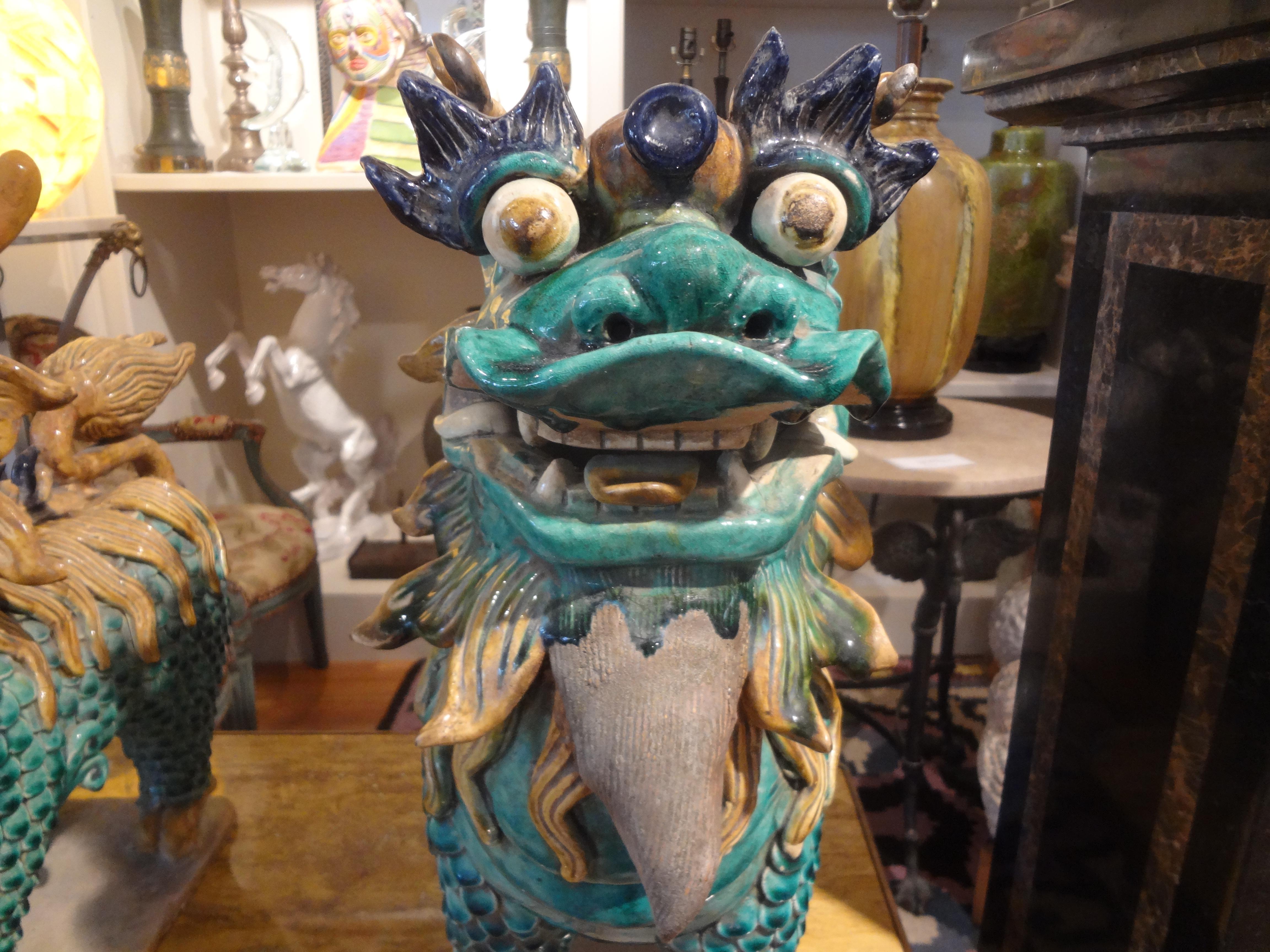 Large Pair of Antique Chinese Porcelain Foo Dogs 4