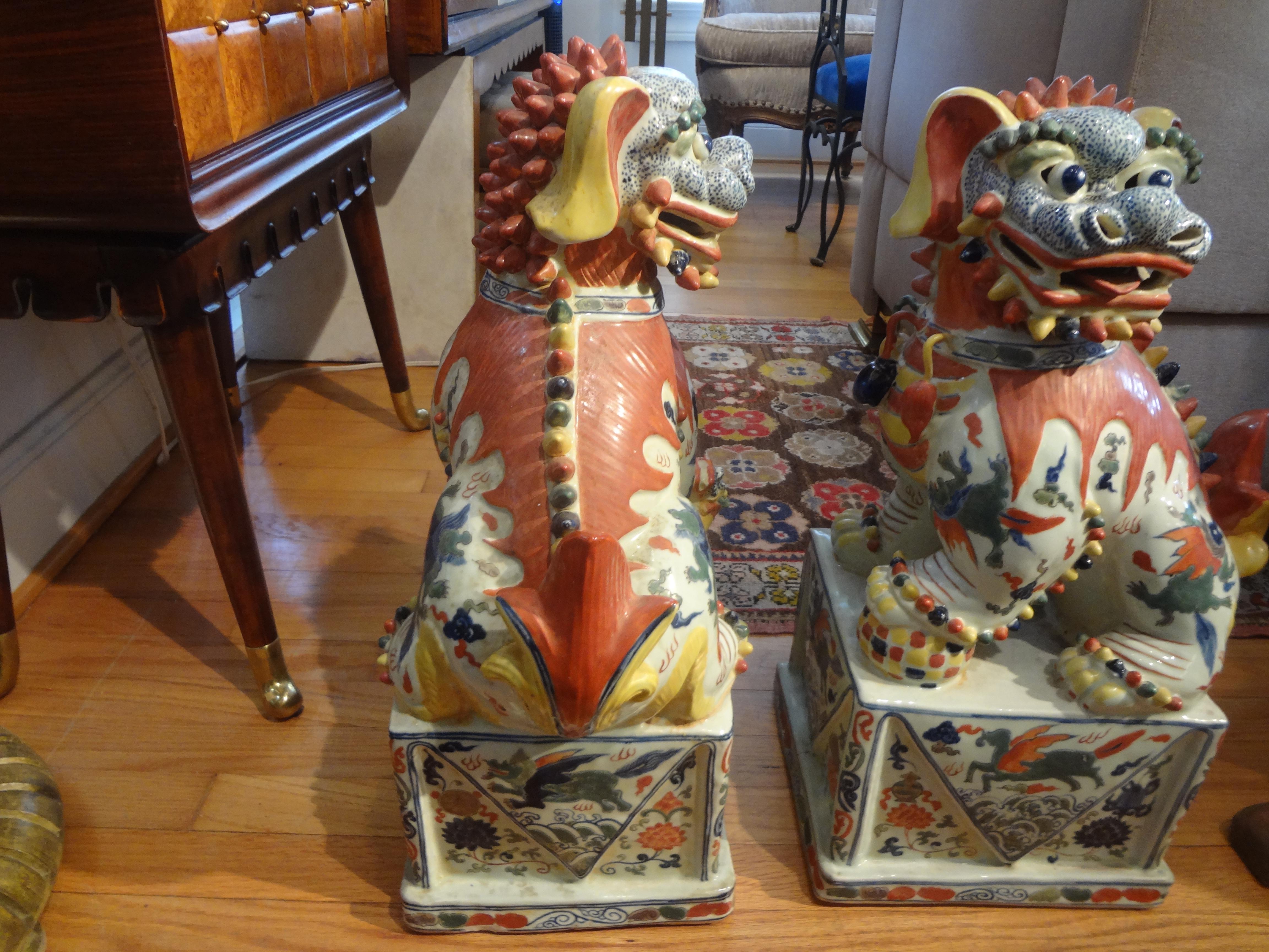 Large Pair of Antique Chinese Porcelain Foo Dogs 3