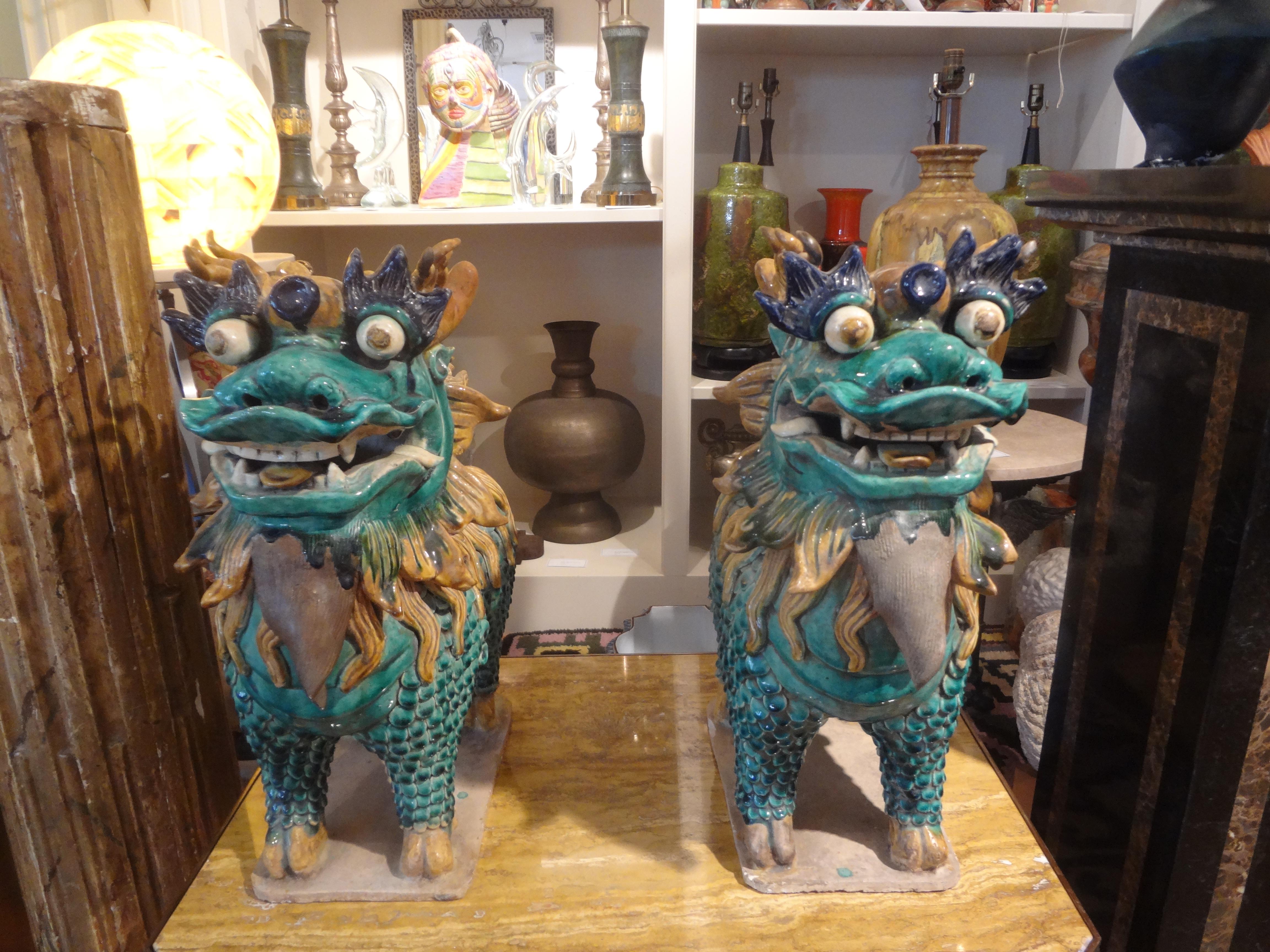 Large Pair of Antique Chinese Porcelain Foo Dogs 2