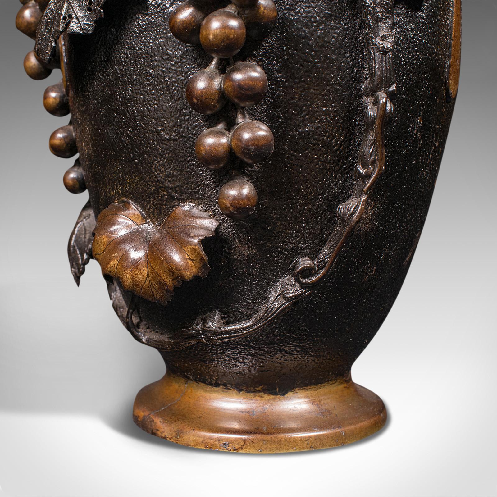 Large Pair of Antique Decorative Vases, Japanese, Bronze, Amphora, Victorian For Sale 6