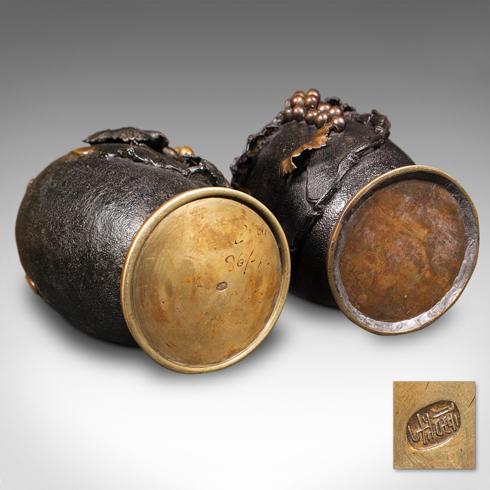 Grande paire de vases décoratifs anciens japonais, bronze, amphore, style victorien en vente 5