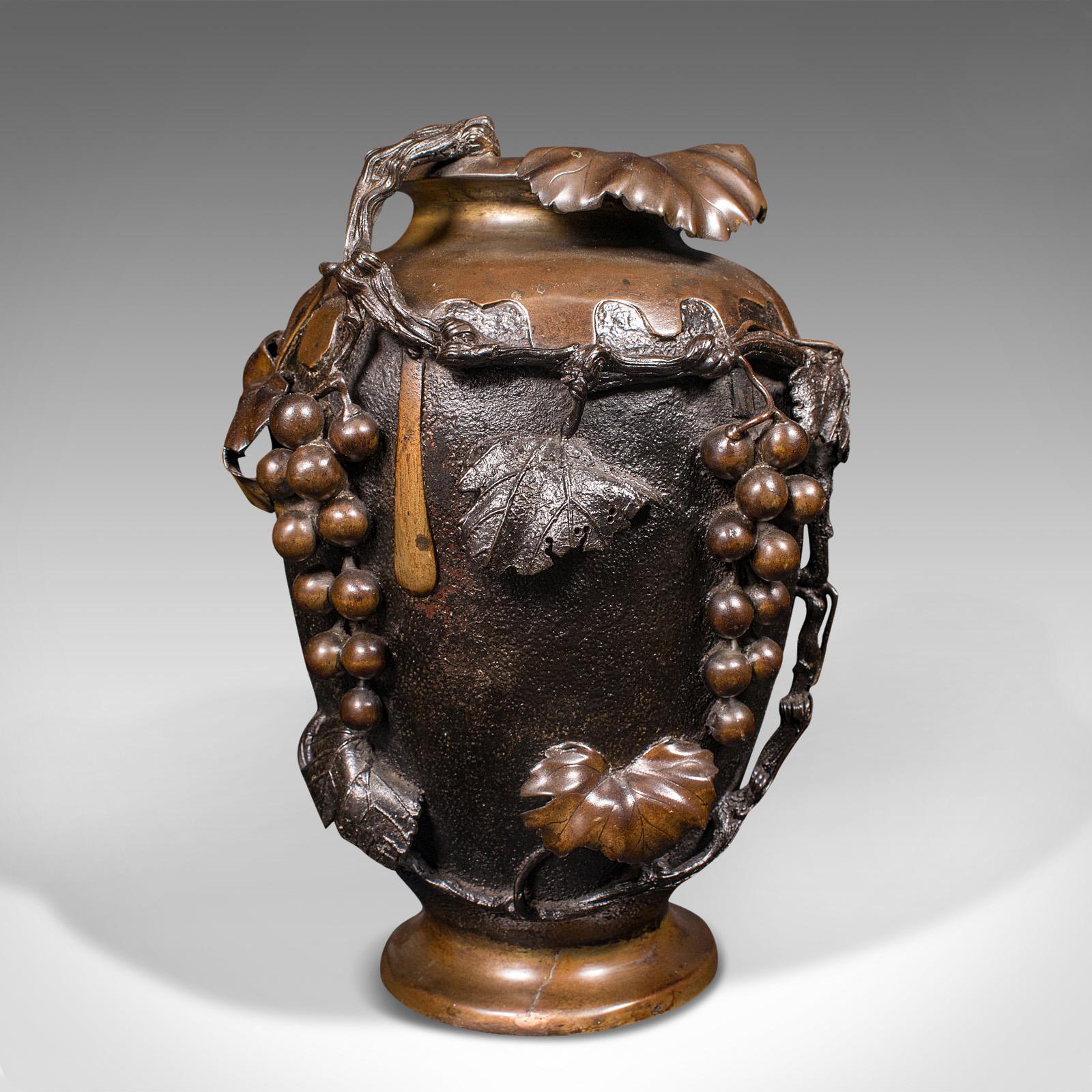Large Pair of Antique Decorative Vases, Japanese, Bronze, Amphora, Victorian For Sale 3