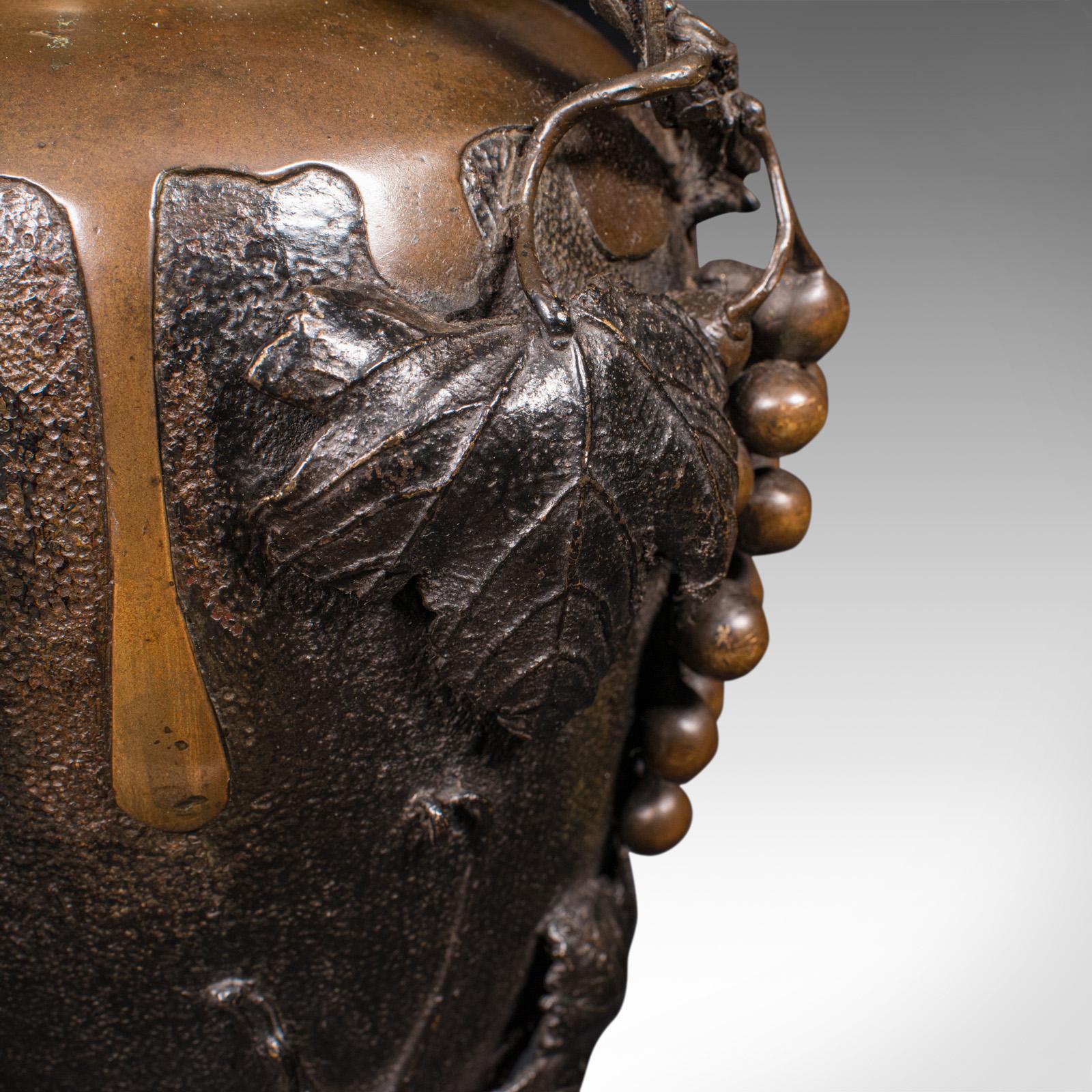 Large Pair of Antique Decorative Vases, Japanese, Bronze, Amphora, Victorian For Sale 5