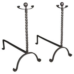 Large Pair of Antique Fireplace Andirons, English, Fire Dog, Victorian, C.1860