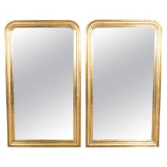 Large Pair of Antique French Louis Philippe Style Giltwood Mirrors