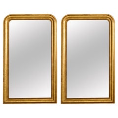 Large Pair of Antique French Louis Philippe Style Giltwood Mirrors
