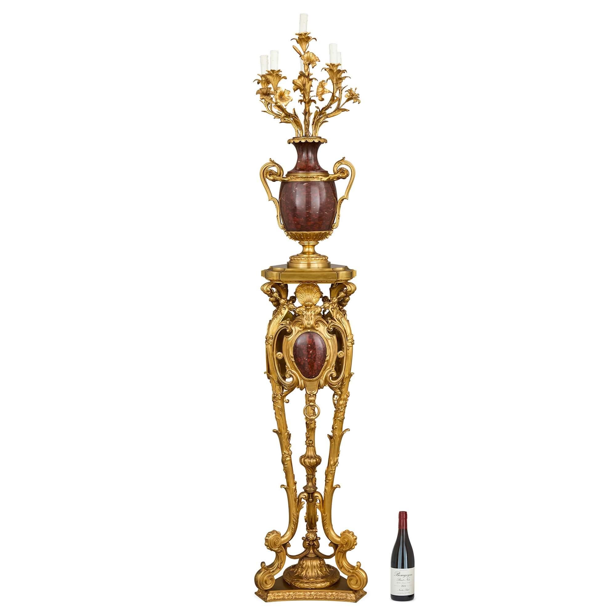 Gran Pareja de Antiguos Candelabros Franceses de Mármol y Ormolu de Paul Sormani en venta 2
