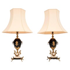 Large Pair of Vintage French Marble Table Lamps