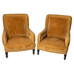 Large pair of antique French Napoleon III chairs, upholstery, armchairs