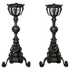 Grande paire d'anciens chiens de feu de style rococo anglais