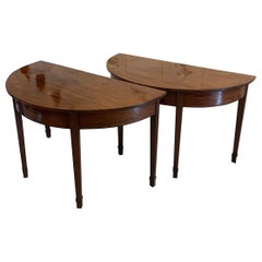 Large pair of Antique George III Quality  Mahogany Demi Lune Console Tables