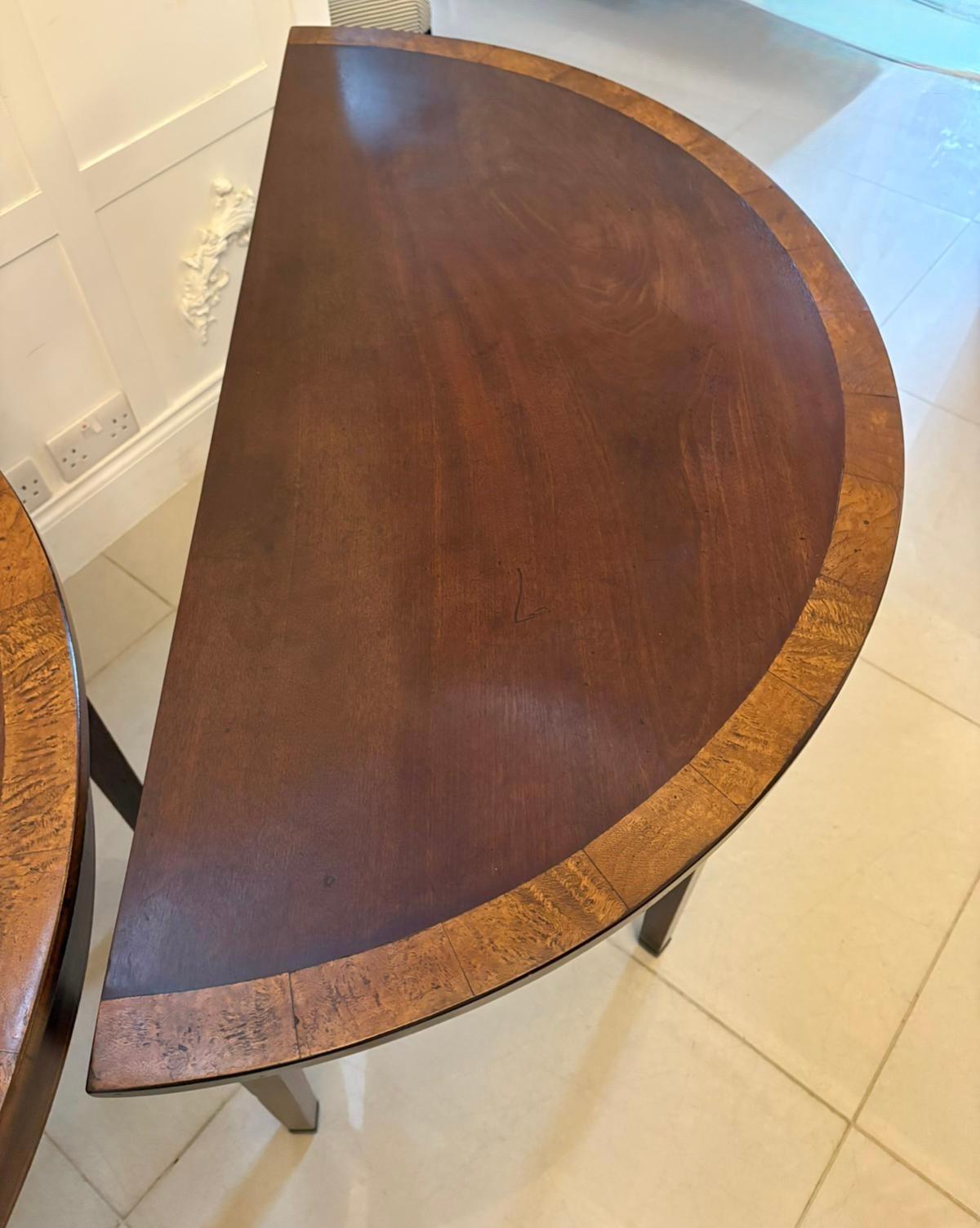 Large Pair of Antique Georgian Quality Figured Mahogany Demi Lune Console Tables For Sale 7
