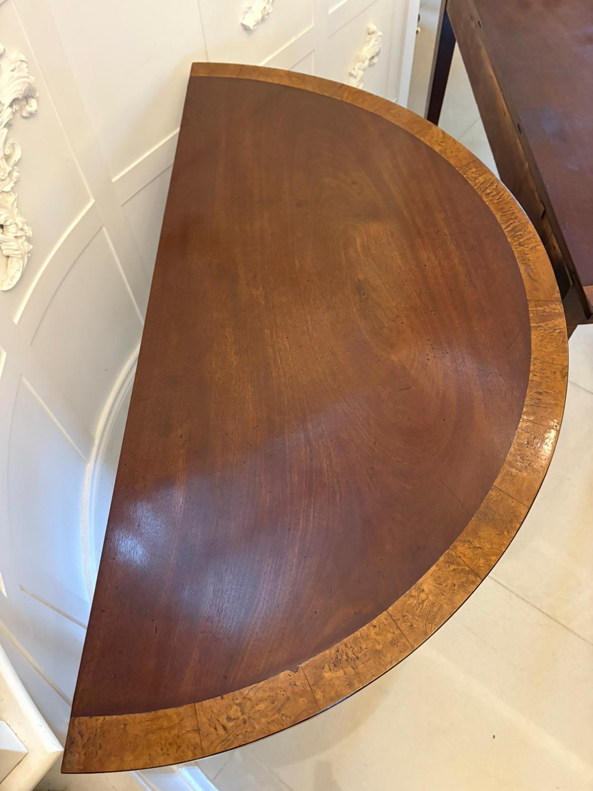 Large Pair of Antique Georgian Quality Figured Mahogany Demi Lune Console Tables For Sale 8