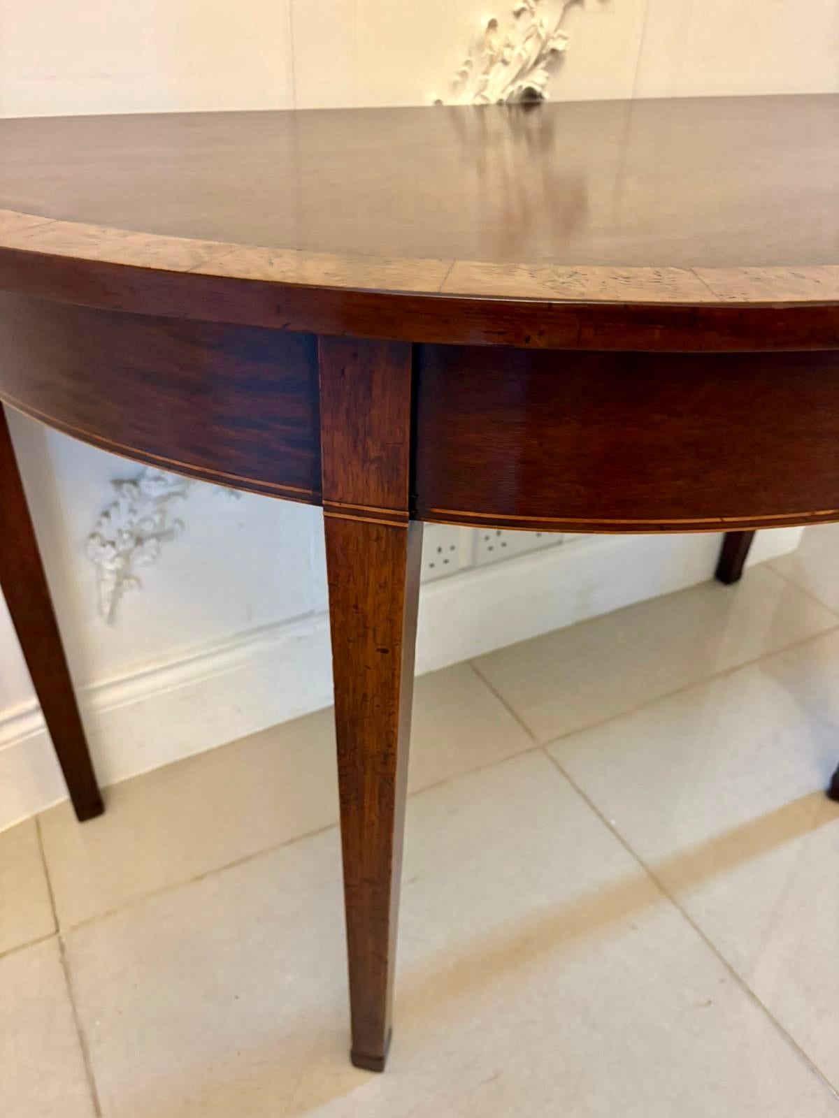Large Pair of Antique Georgian Quality Figured Mahogany Demi Lune Console Tables In Good Condition For Sale In Suffolk, GB