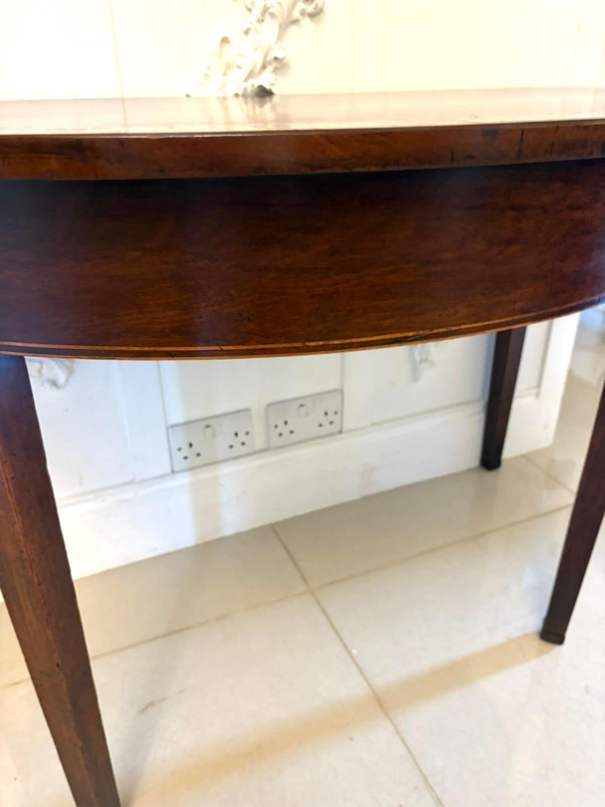 19th Century Large Pair of Antique Georgian Quality Figured Mahogany Demi Lune Console Tables For Sale