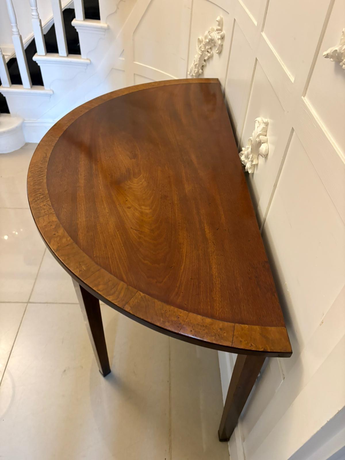 Large Pair of Antique Georgian Quality Figured Mahogany Demi Lune Console Tables For Sale 1