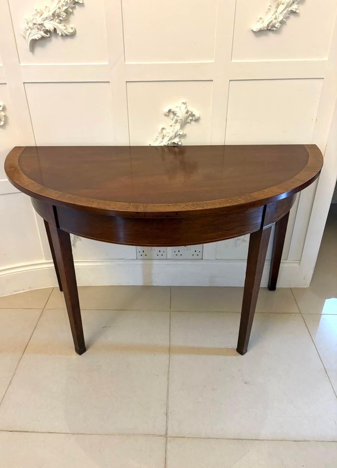Large Pair of Antique Georgian Quality Figured Mahogany Demi Lune Console Tables For Sale 2