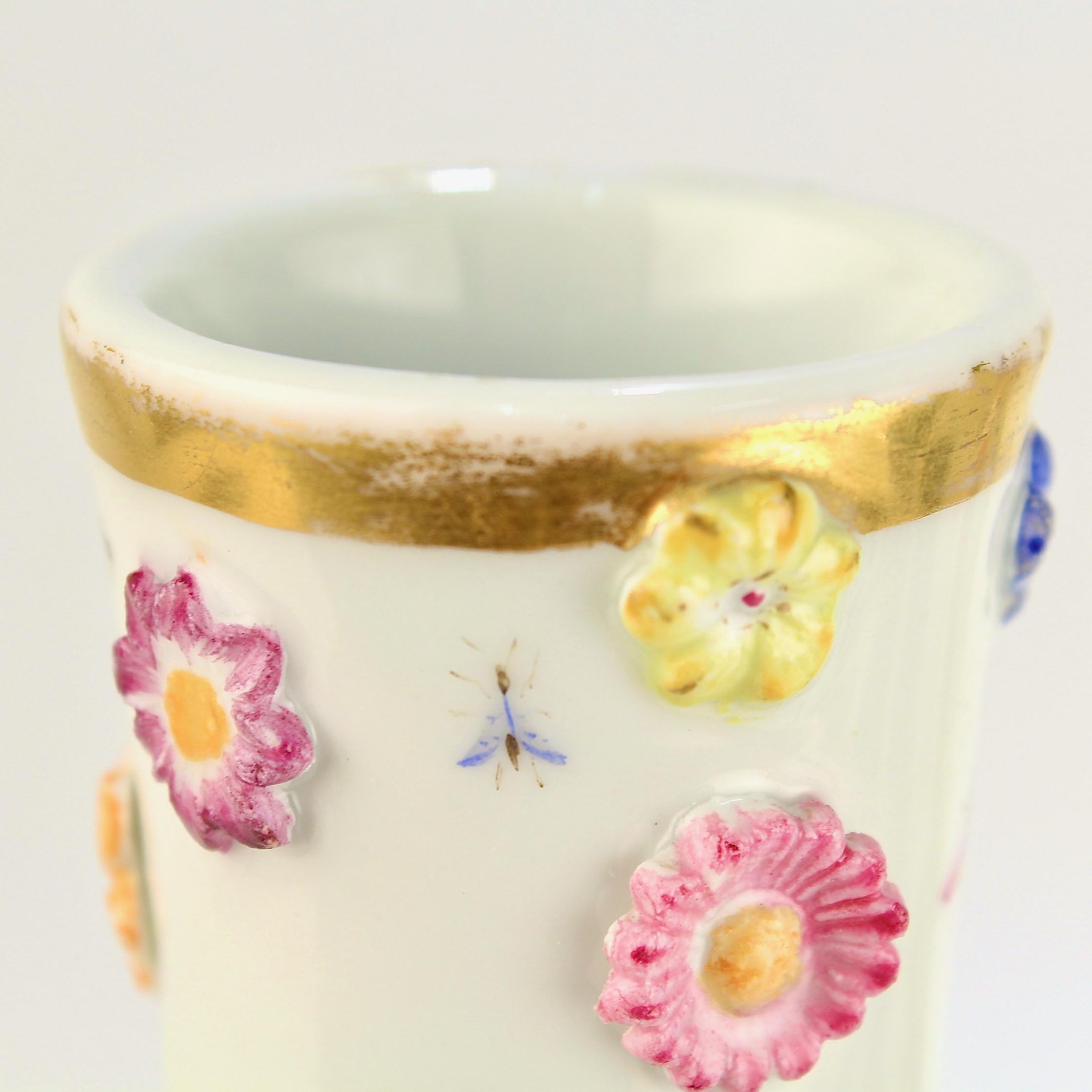 Large Pair of Antique Meissen Porcelain Flower Encrusted Porcelain Vases 3