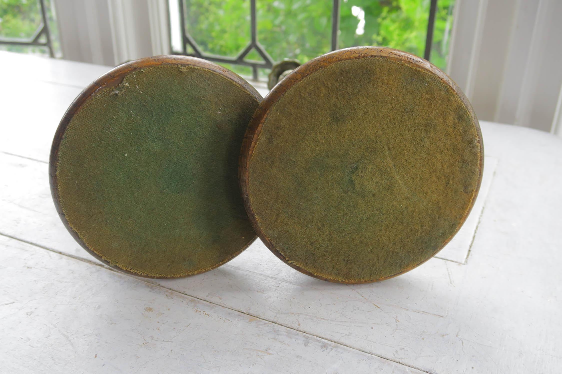 Polished Large Pair of Antique Oak Barley Twist Candlesticks, English, circa 1920 For Sale