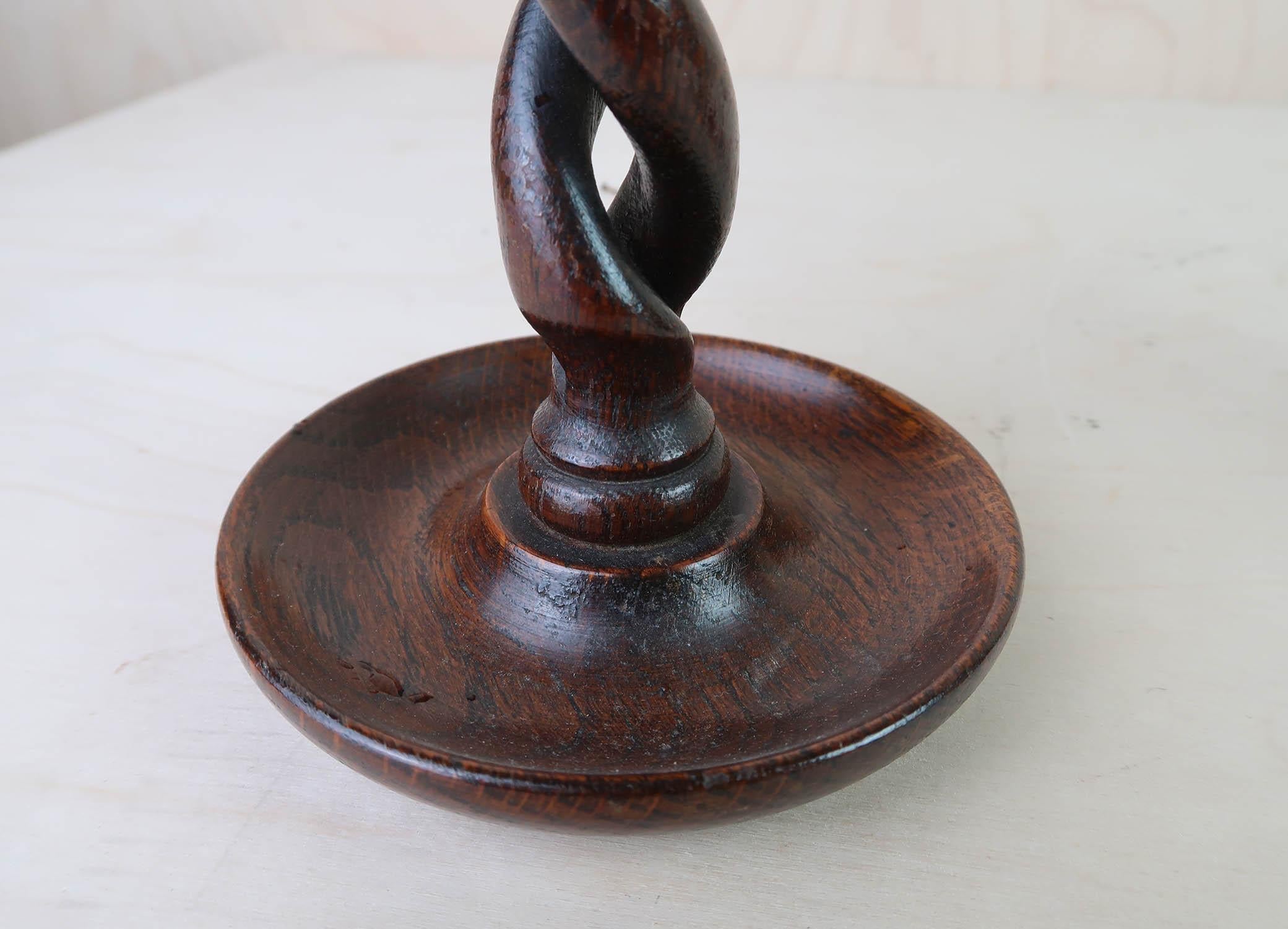 Large Pair of Antique Oak Barley Twist Candlesticks, English, circa 1920 In Good Condition In St Annes, Lancashire