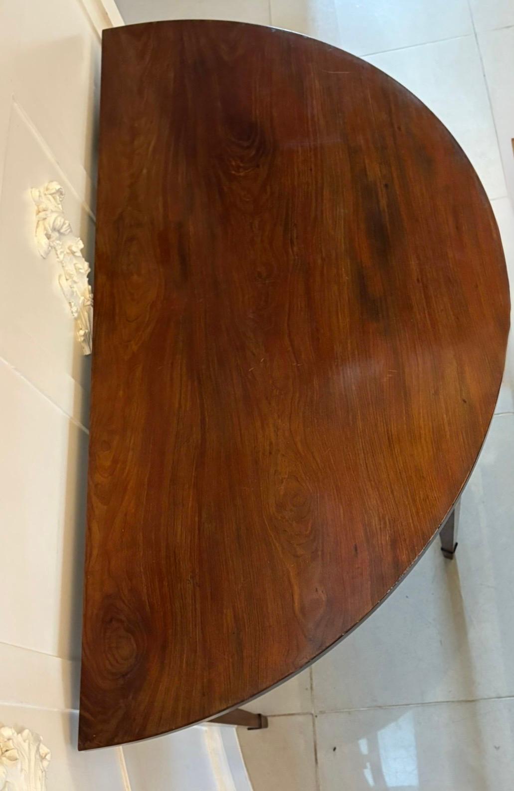 Large Pair of Antique Quality Figured Mahogany Demi Lune Shaped Console Tables For Sale 3