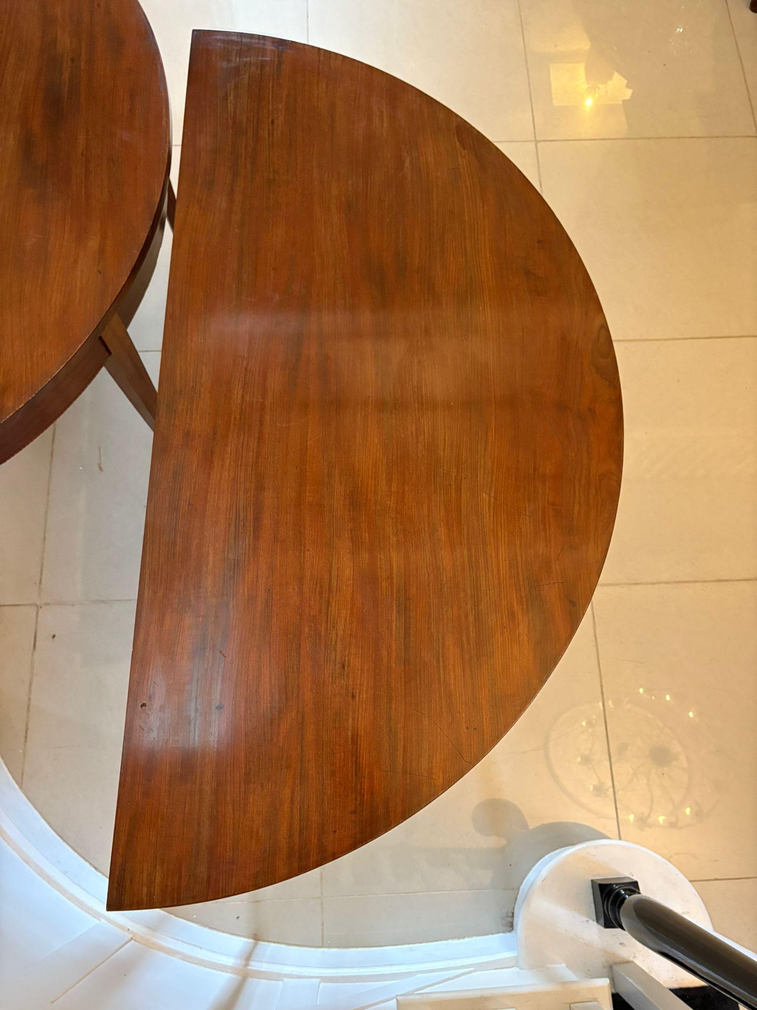 Large Pair of Antique Quality Figured Mahogany Demi Lune Shaped Console Tables For Sale 4