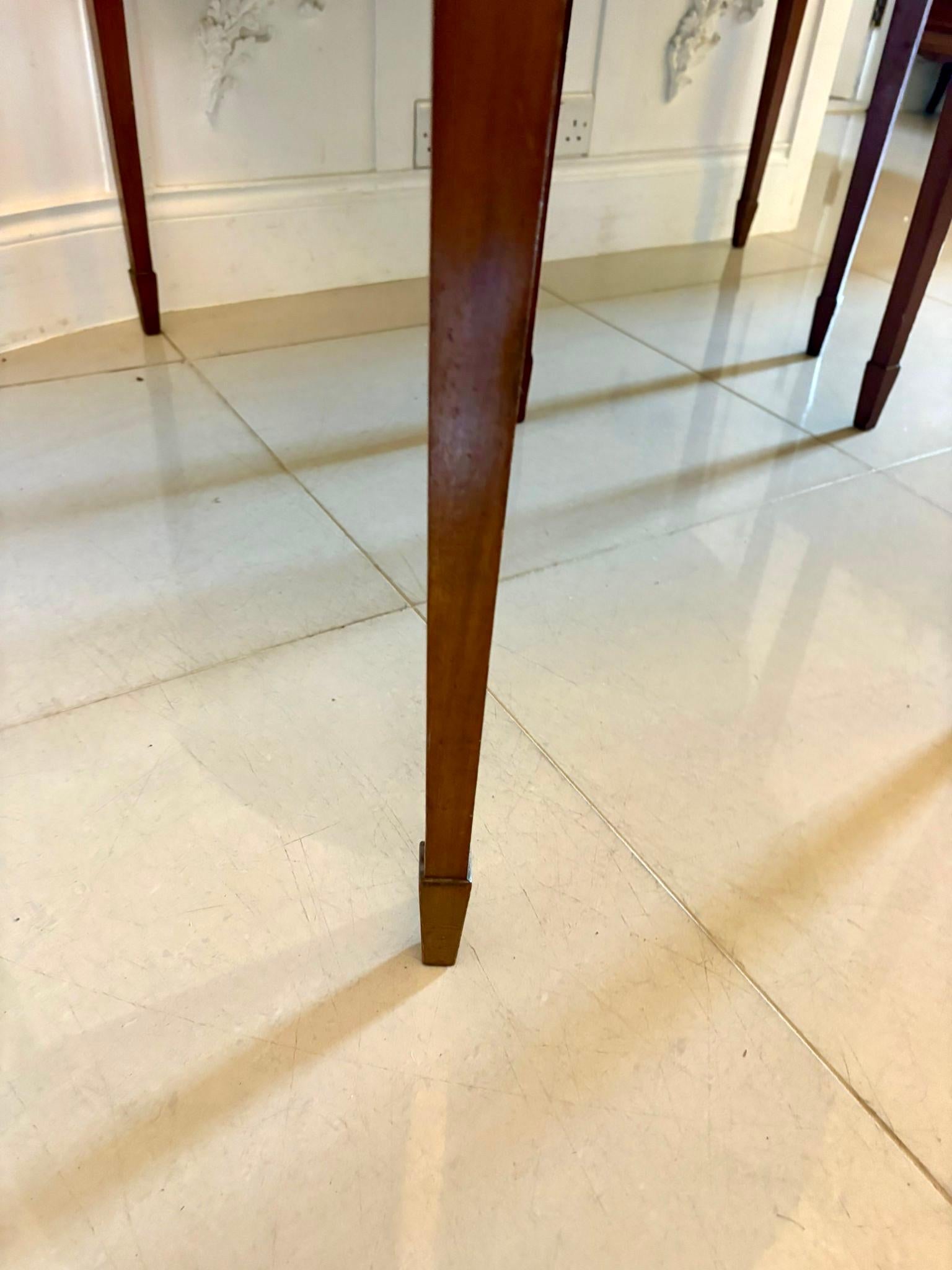 Large Pair of Antique Quality Figured Mahogany Demi Lune Shaped Console Tables For Sale 7