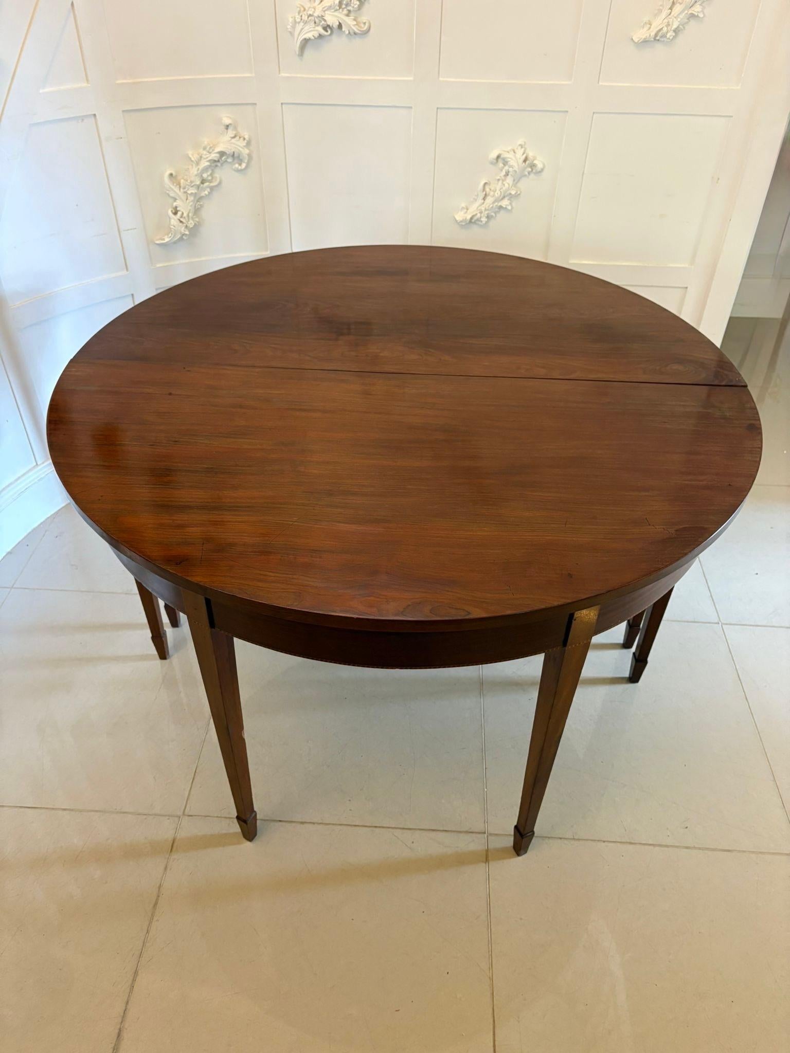 Large Pair of Antique Quality Figured Mahogany Demi Lune Shaped Console Tables For Sale 1