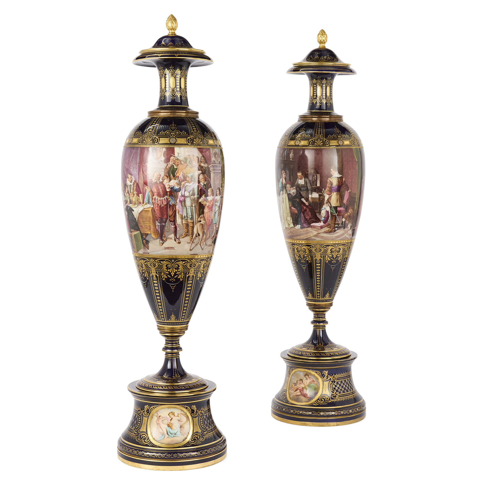 Grande coppia di vasi antichi Royal Vienna Porcelain