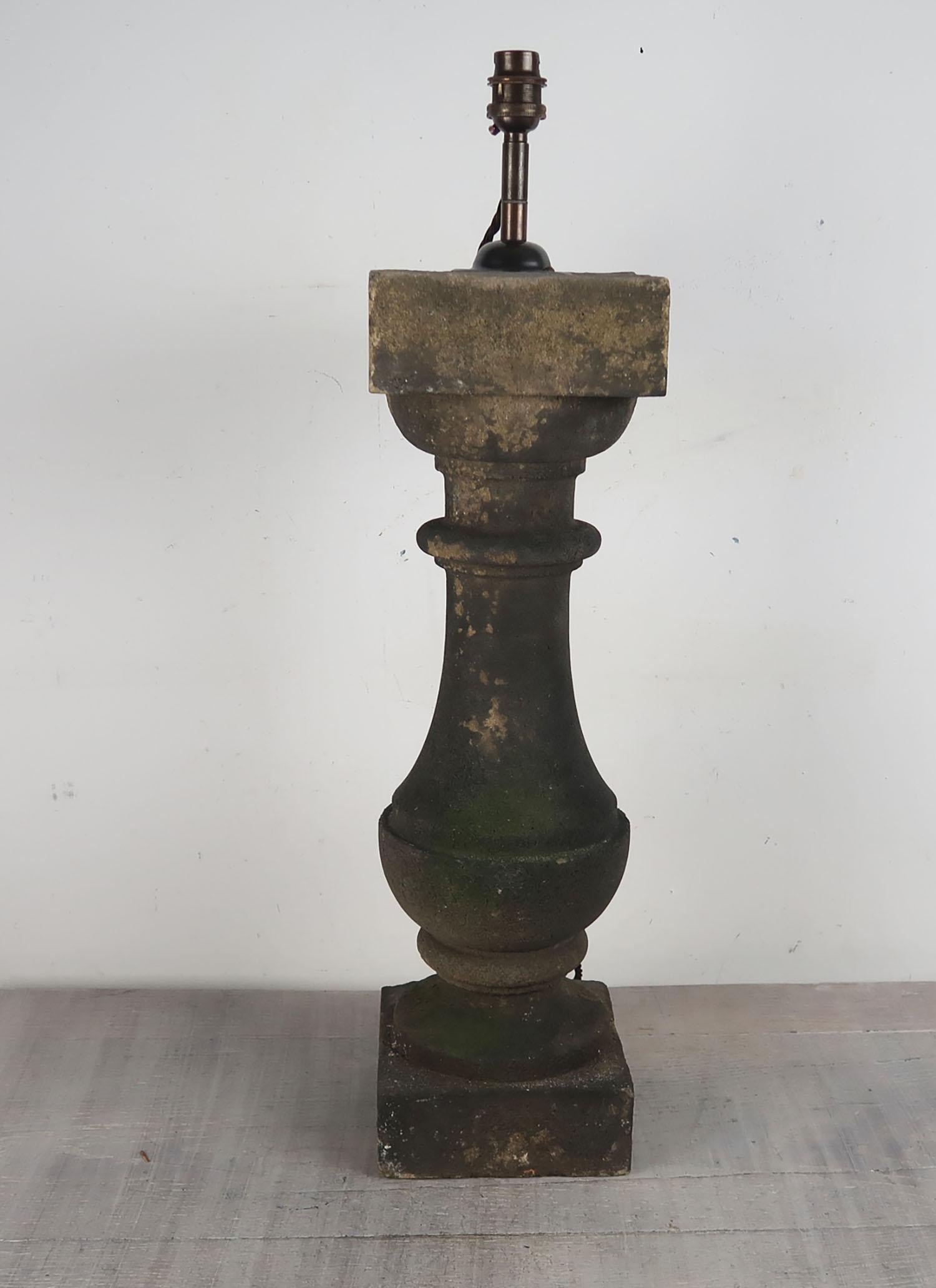 19th Century Large Pair of Antique Sandstone Balustrade Table Lamps