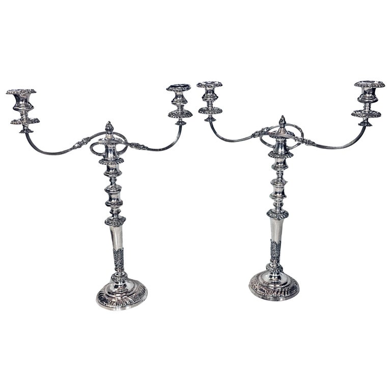 Large Pair Of Antique Sheffield Plate Candelabra English Circa 1900 Ellis Bros At 1stdibs