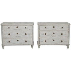 Large Pair of Antique Swedish Gustavian Style Painted Chests, 19th Century