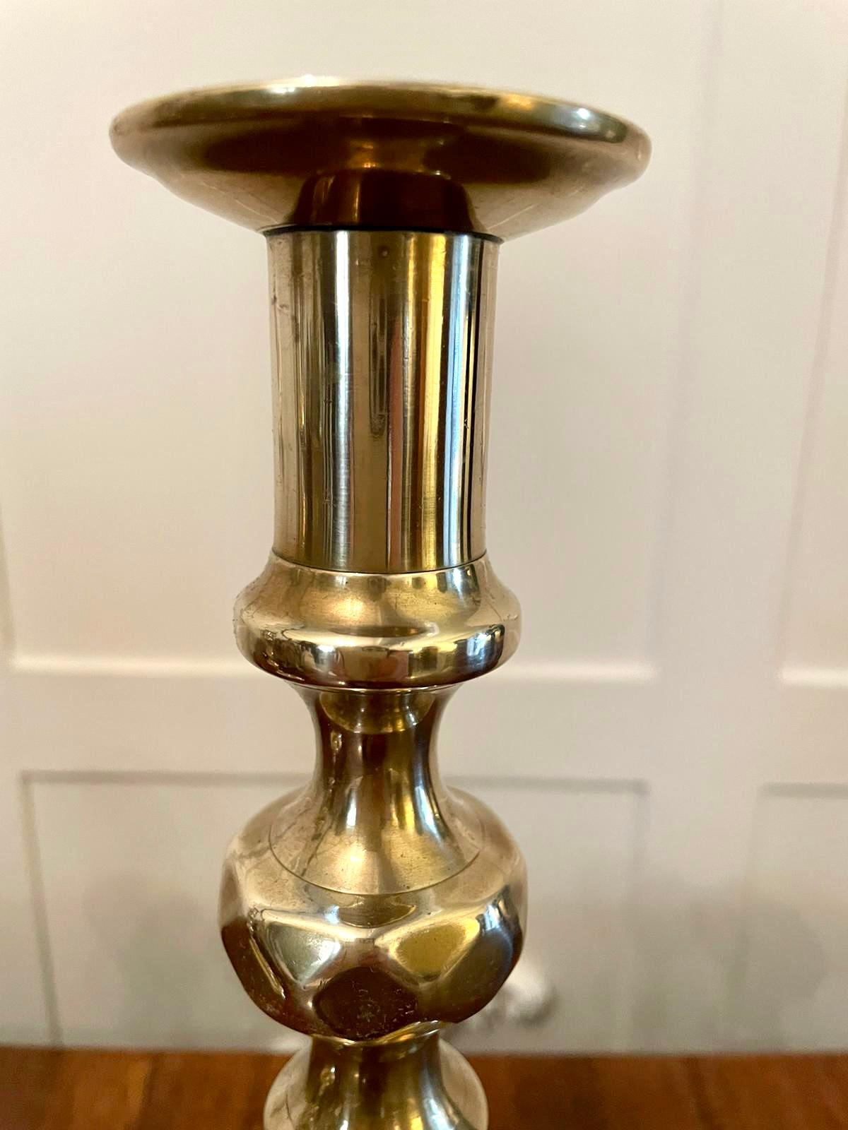 Large Pair of Antique Victorian Brass Candlesticks In Good Condition In Suffolk, GB