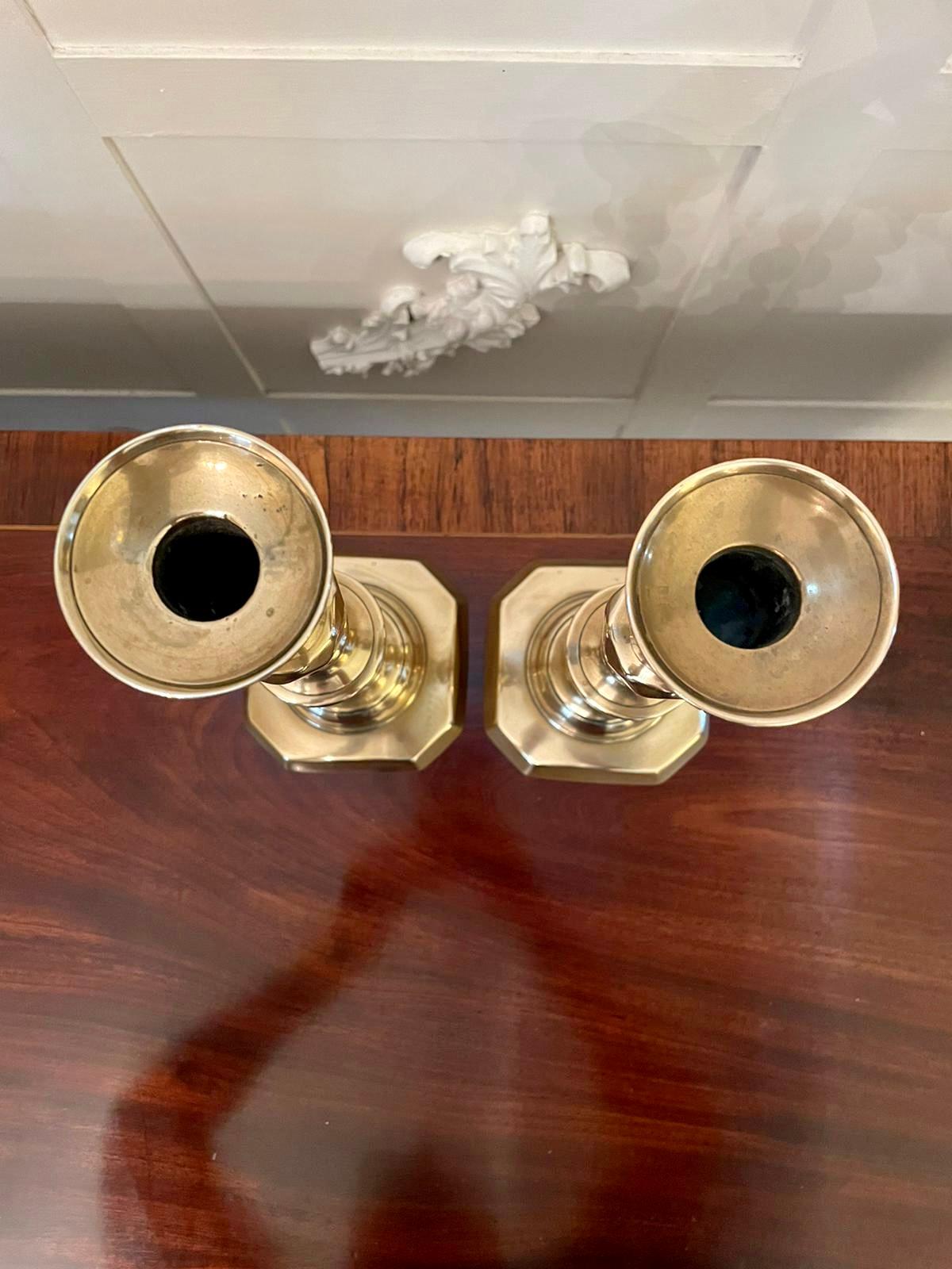 19th Century Large Pair of Antique Victorian Brass Candlesticks