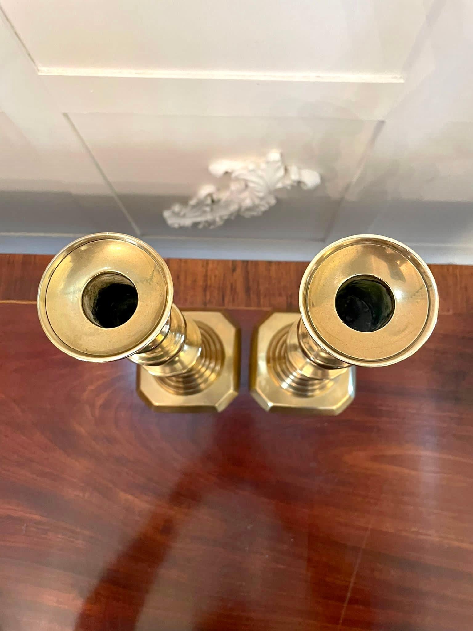 19th Century Large Pair of Antique Victorian Brass Candlesticks