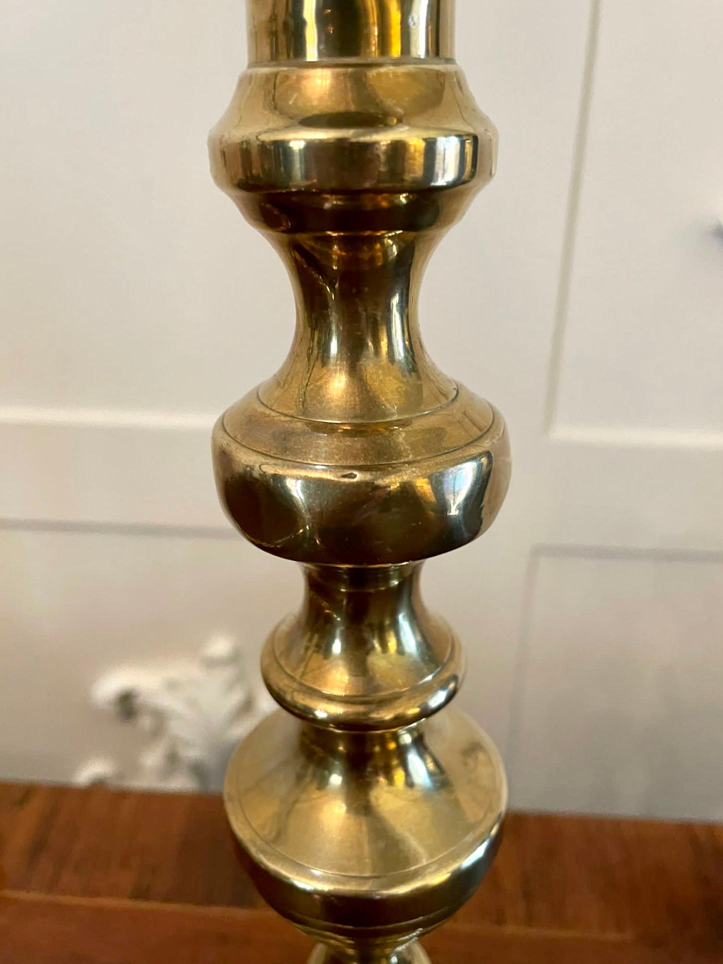 Large Pair of Antique Victorian Brass Candlesticks 1