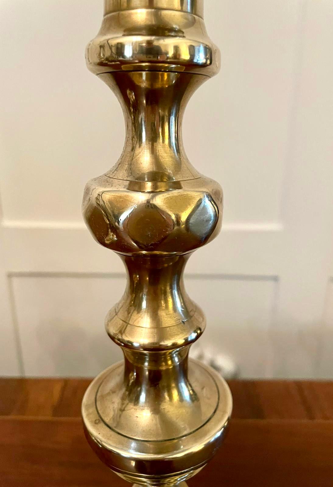 Large Pair of Antique Victorian Brass Candlesticks 2