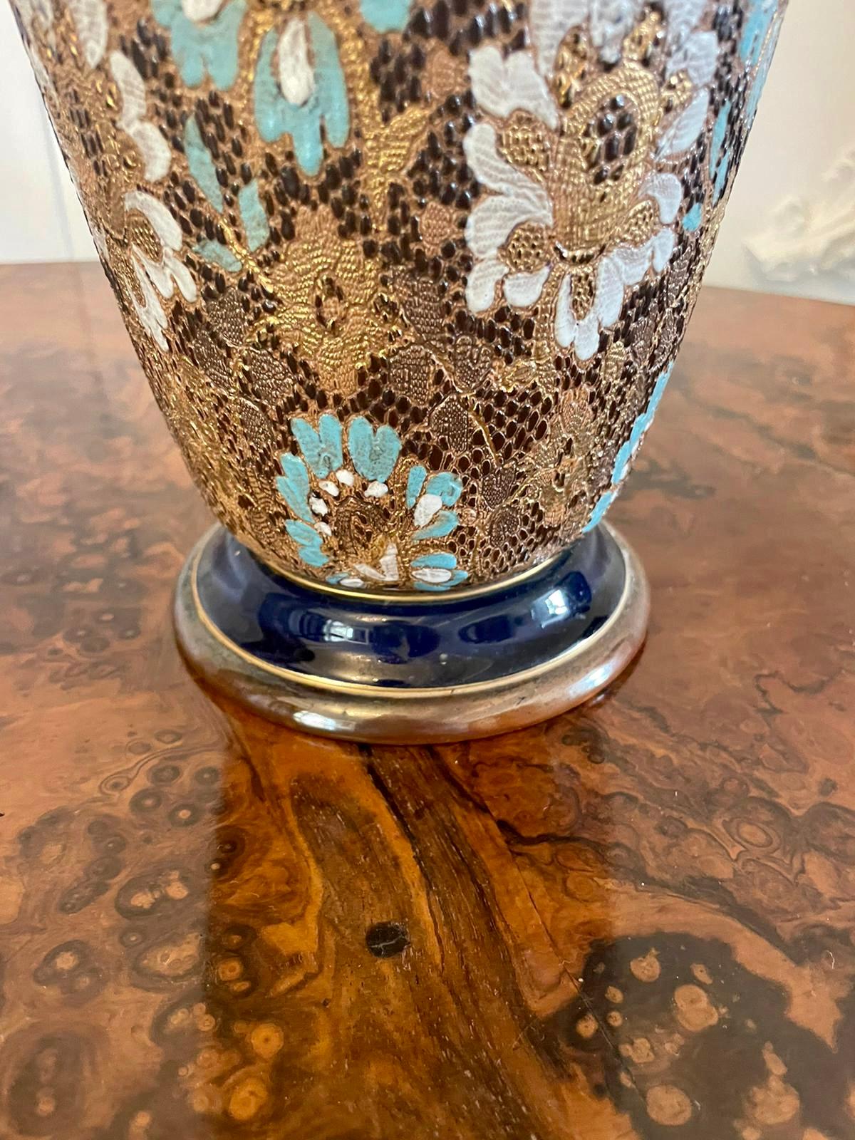 Large Pair of Antique Victorian Lambeth Doulton Vases 4