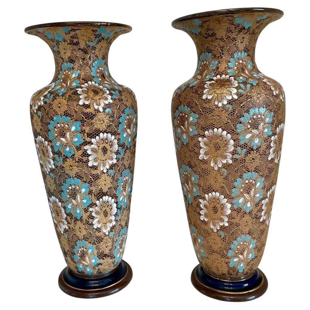 Large Antique Doulton Lambeth Silicon Ware Art Pottery Vase For Sale at