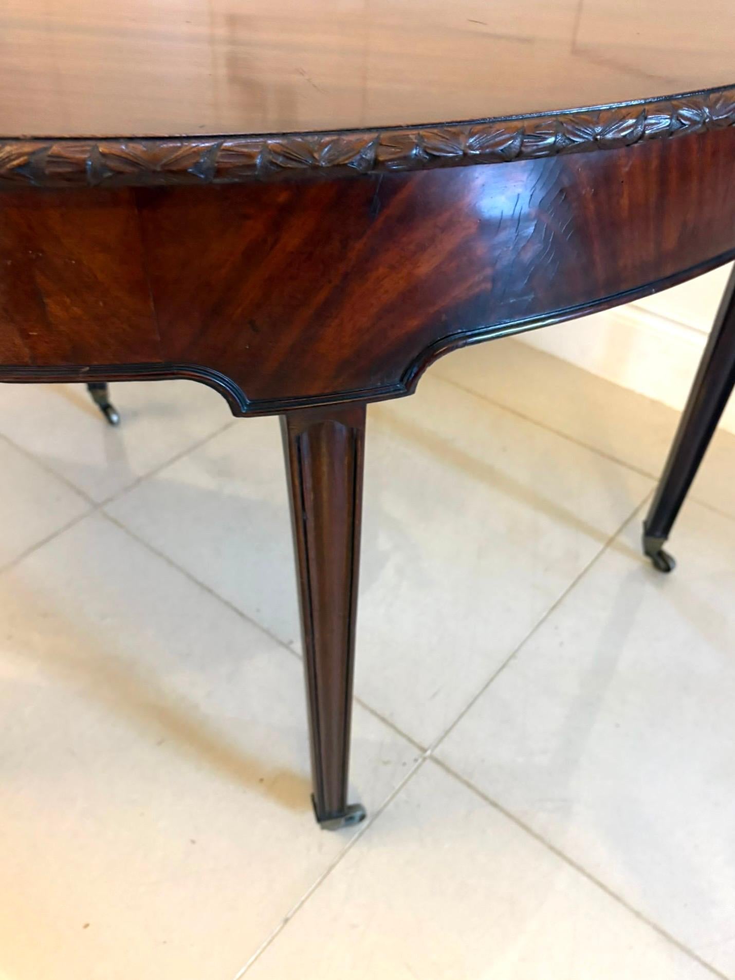 Large Pair of Antique Victorian Mahogany Demilune Console Tables For Sale 5