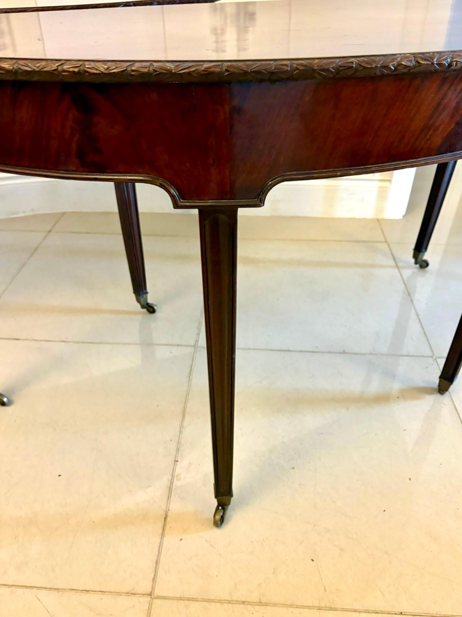 Large Pair of Antique Victorian Mahogany Demilune Console Tables For Sale 7
