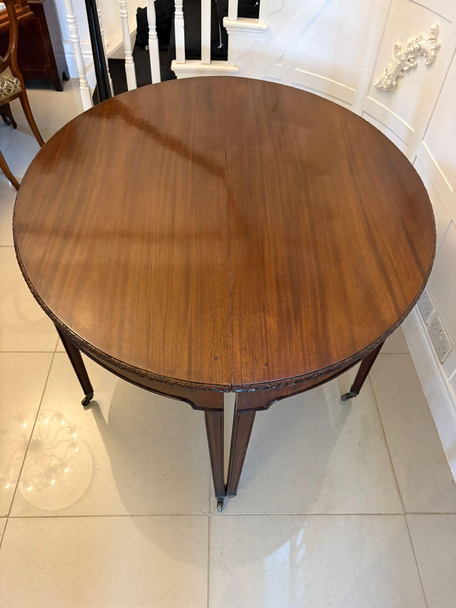 Large Pair of Antique Victorian Mahogany Demilune Console Tables For Sale 2