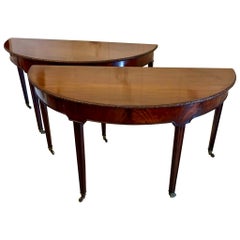Large Pair of Antique Victorian Mahogany Demilune Console Tables