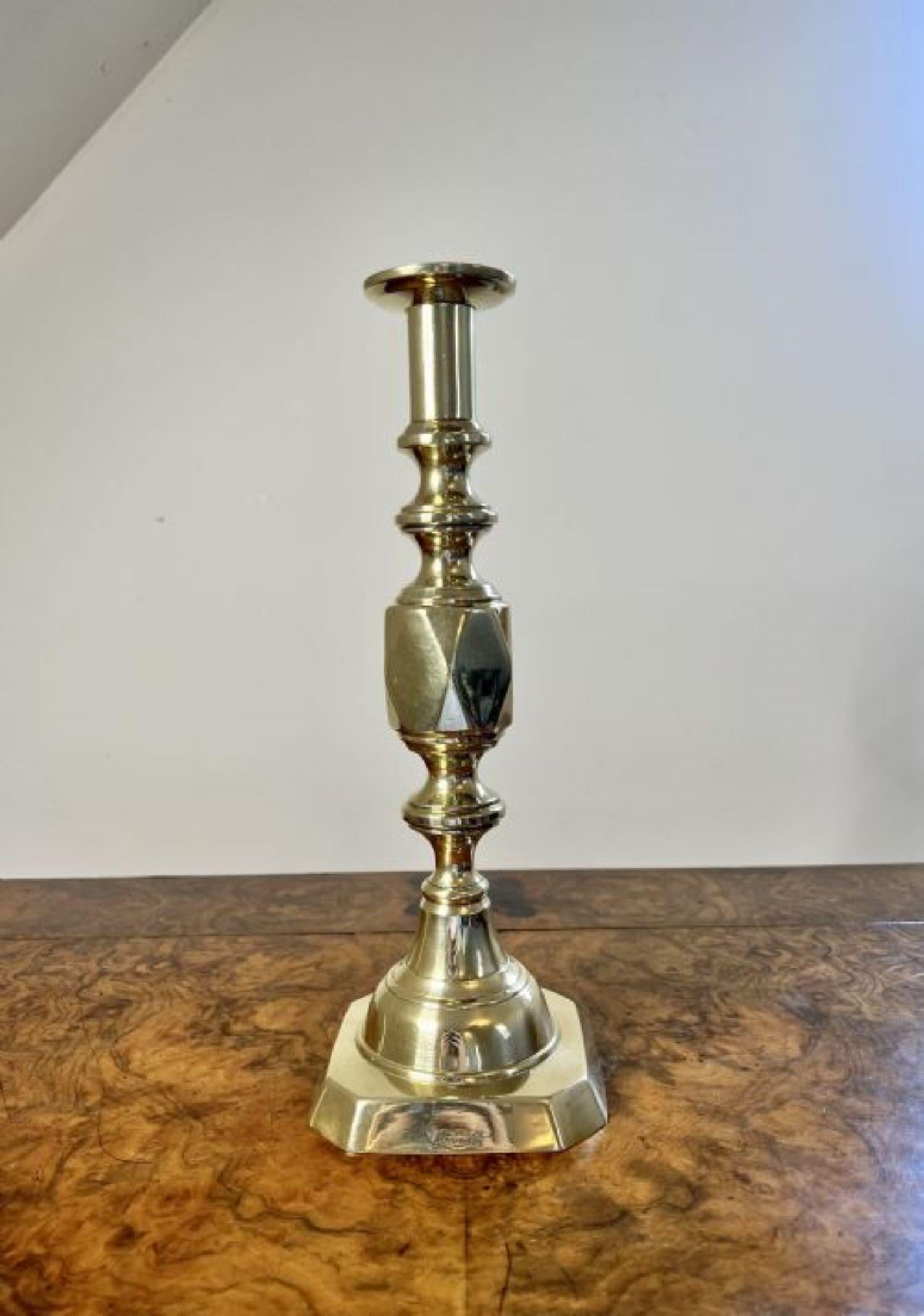Large pair of antique Victorian quality brass ace of diamonds candlesticks  For Sale 2