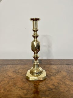 Large pair of antique Victorian quality brass candlesticks queen of diamonds
