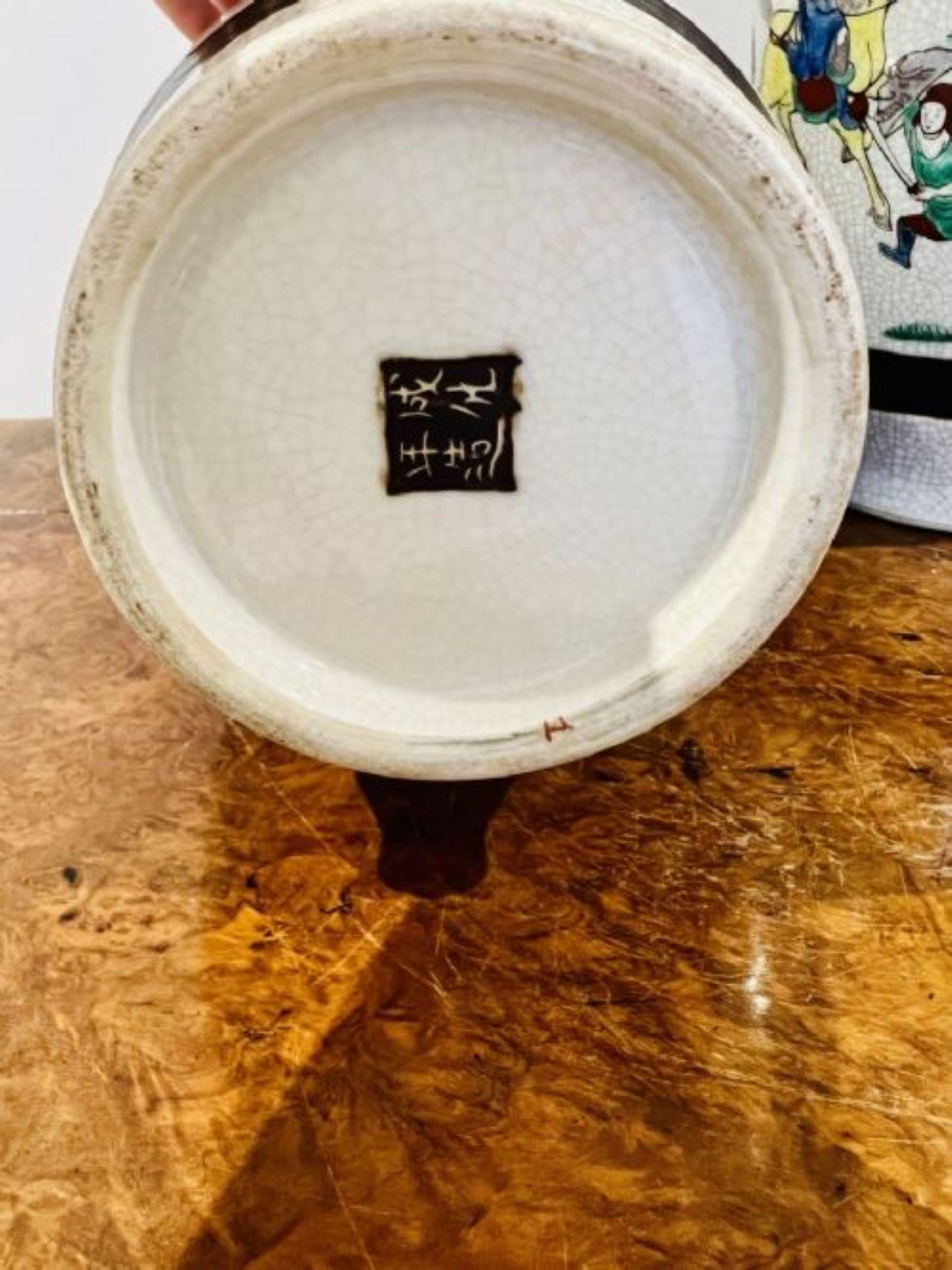 Großes Paar antiker chinesischer glasierter Vasen in viktorianischer Qualität mit Rissglasur  (Keramik) im Angebot