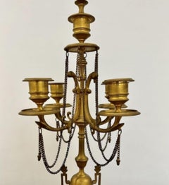 Large pair of antique Victorian quality gilded brass candelabras