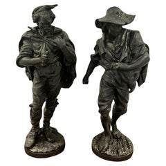 Large pair of antique Victorian quality spelter figures 