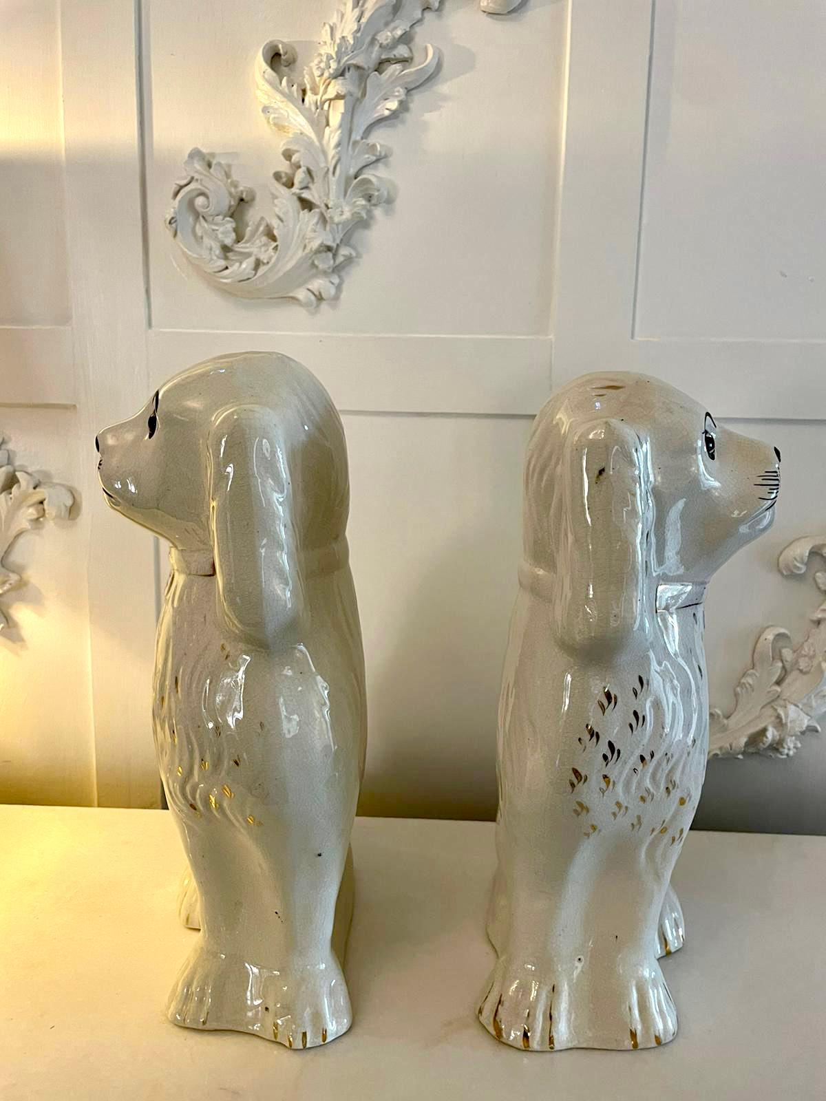 Large Pair of Antique Victorian Quality Staffordshire Dogs  6