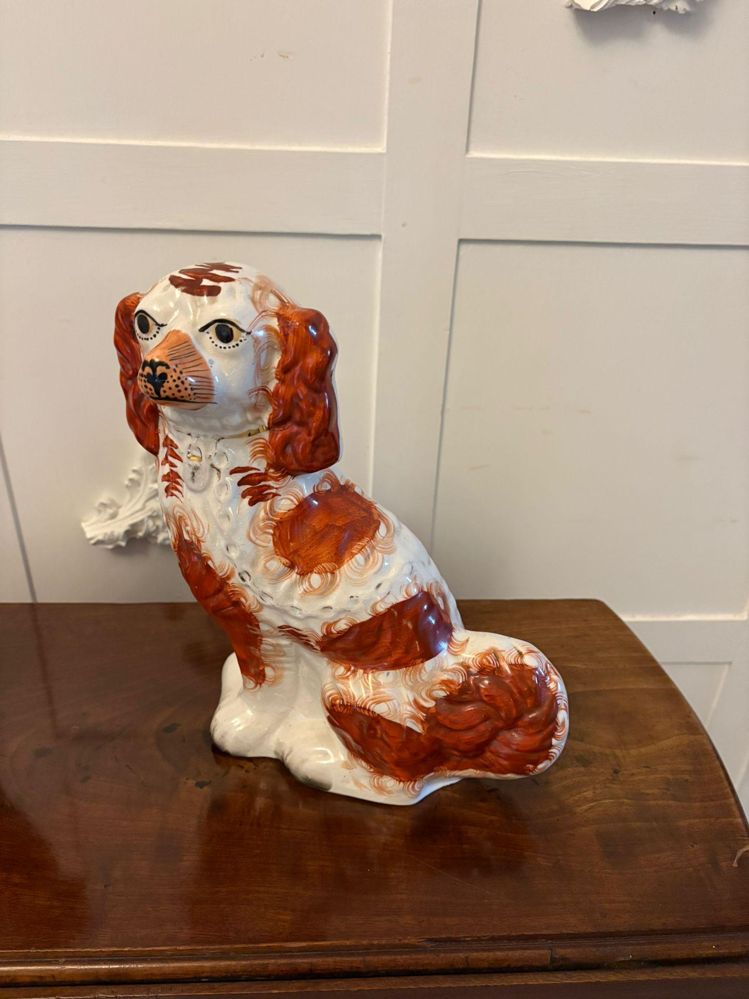 English Large Pair of Antique Victorian Quality Staffordshire Dogs For Sale